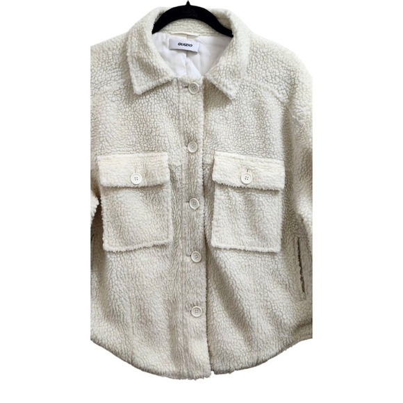 Danielle Guizio OVERSIZED SHERPA BUTTON-UP JACKET CREAM Size S - Picture 3 of 14
